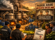 PABRIK ARAK KAYU BESI JADI UJIAN NYALI PENEGAK HUKUM: WARGA TUNGGU BUKTI, BUKAN SEKADAR UCAPAN “AKAN DITINDAKLANJUTI”